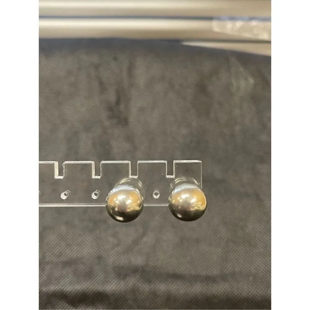 Silver Ball Earrings  - Picture 2 of 6